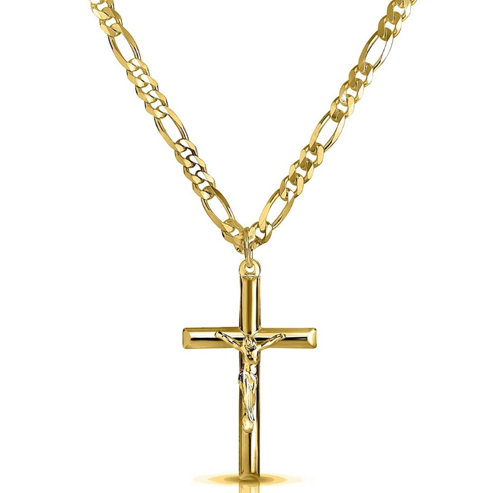 14k Gold/Silver Stainless Steal Cross Chain 24”